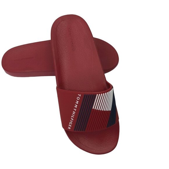 TOMMY HILFIGER MEN'S EDNOR RED‎ SLIDE SANDALS SZ 10 NWT - Picture 1 of 8